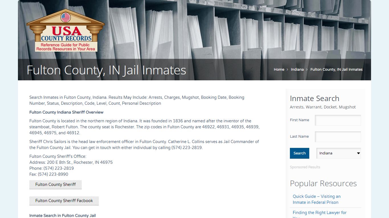 Fulton County, IN Jail Inmates | Name Search